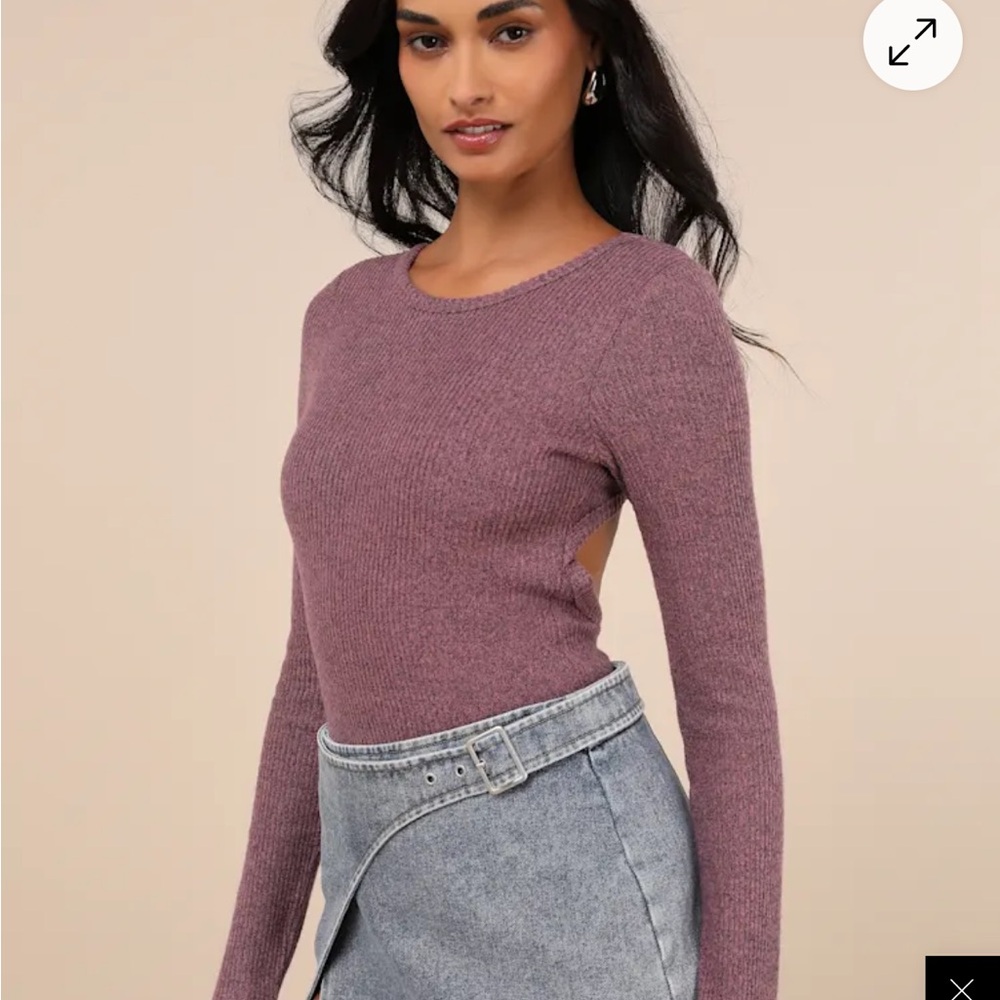Lulu's Mauve Ribbed Knit Top